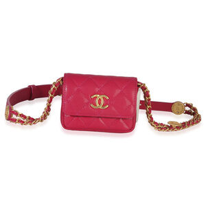 Chanel Pink Quilted Caviar Twist Your Buttons Belt Bag